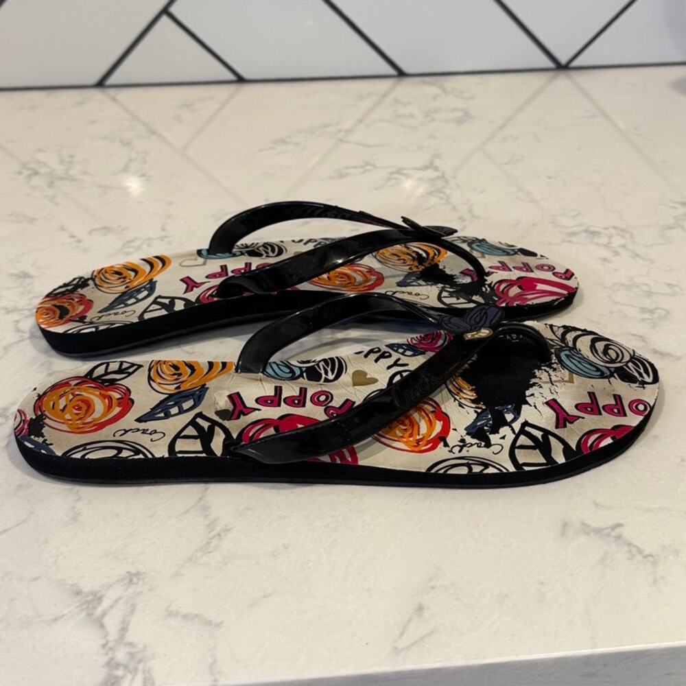 Coach Kasey Signature Poppy Print Jelly Flip Flop Sandals size 10 Y2K baddie